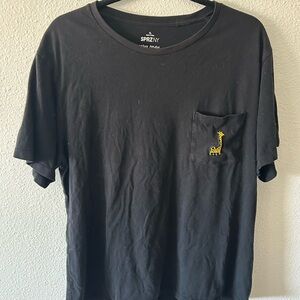 Uniqlo Black T-Shirt with Yellow Giraffe Pocket limited edition